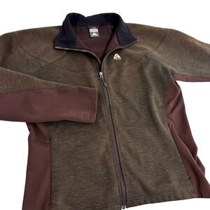 Nike ACG Full Zip Jacket Womens XL Brown Themal Waffle Lining Zip Pockets Cozy